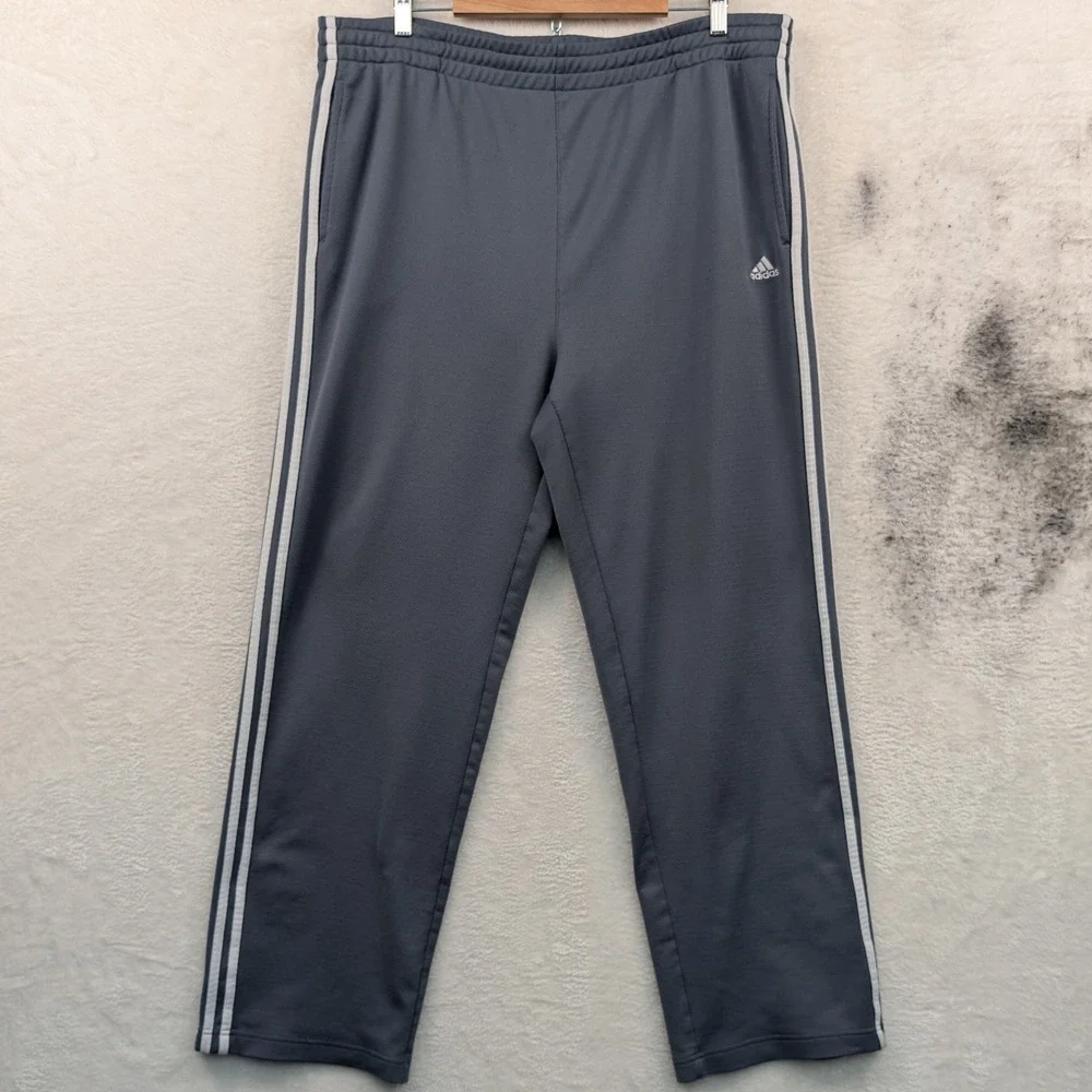 VTG Adidas Track Pants Men's 2XL Gray 3-Stripe Relaxed Athletic Streetwear Y2K